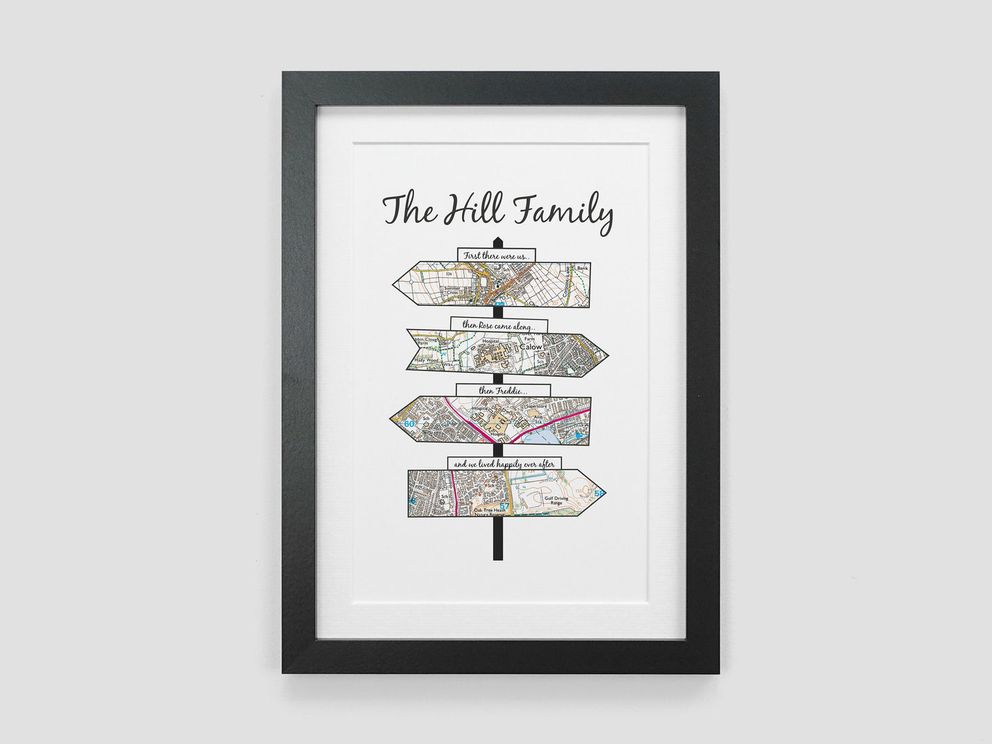 Personalised Signpost Map Gift | Wedding Anniversary Present | Met Engaged Married | Where We Met Map | Paper Anniversary Print VA161