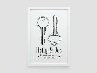 Keys to New Home Print | Housewarming Gift | Moving In Present | Couples Home Gift | Black and White Home Print VA179