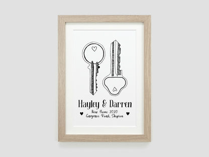 Keys to New Home Print | Housewarming Gift | Moving In Present | Couples Home Gift | Black and White Home Print VA179