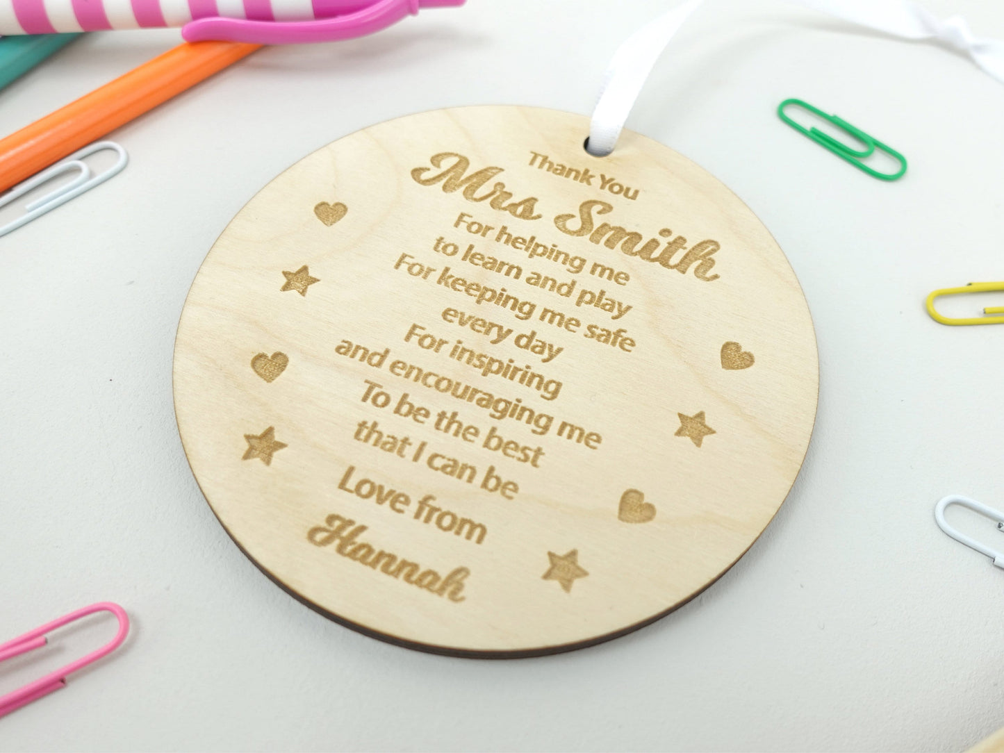 Thank you teacher gift | Personalised wooden engraved apple | End of term present | School Nursery Teacher TA Gift VA023