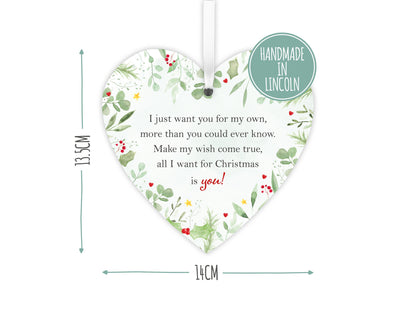 Stocking filler for girlfriend or wife | Handmade wooden heart | Christmas present | Romantic small gift for her LC063