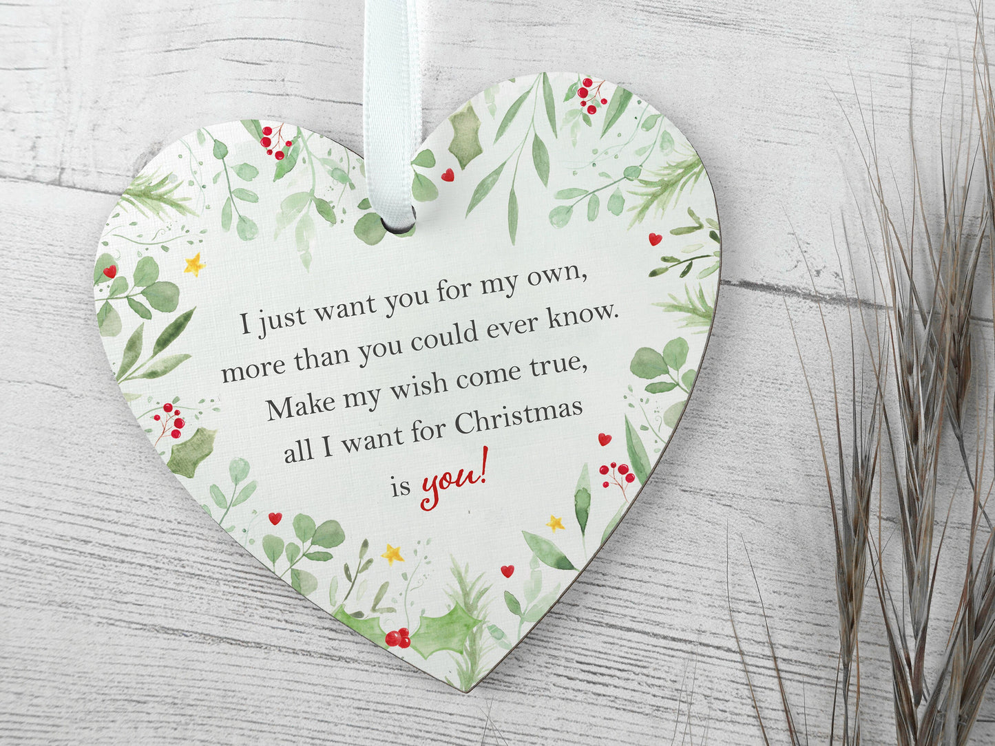 Stocking filler for girlfriend or wife | Handmade wooden heart | Christmas present | Romantic small gift for her LC063