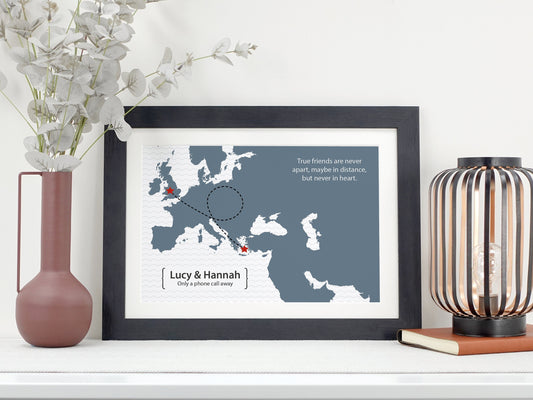 Moving Abroad Gift | Friend Leaving Poster Present | Personalised Moving Away Print | Leaving Gift | New Home Oversea *COLOUR CHOICE* VA116