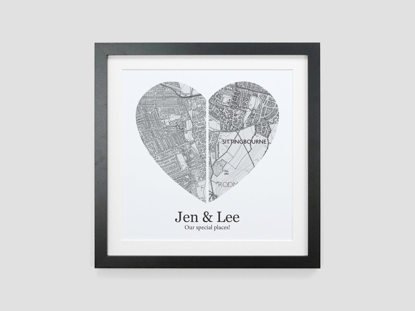 Black and White Couple Map Print *ANY LOCATION* | Paper Anniversary Gift | Our Places Map | Wedding Gift | Special Places Present VA149