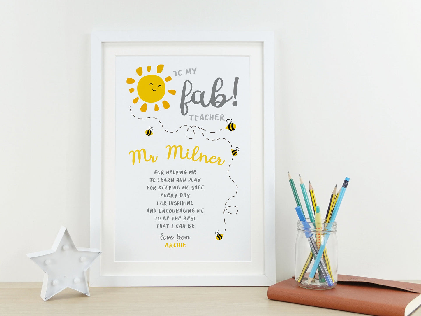 Thank you Teacher Gift | Personalised End of Term Poem Print | Primary School Nursery Playgroup Present | End of term Gift | TA Gift VA159