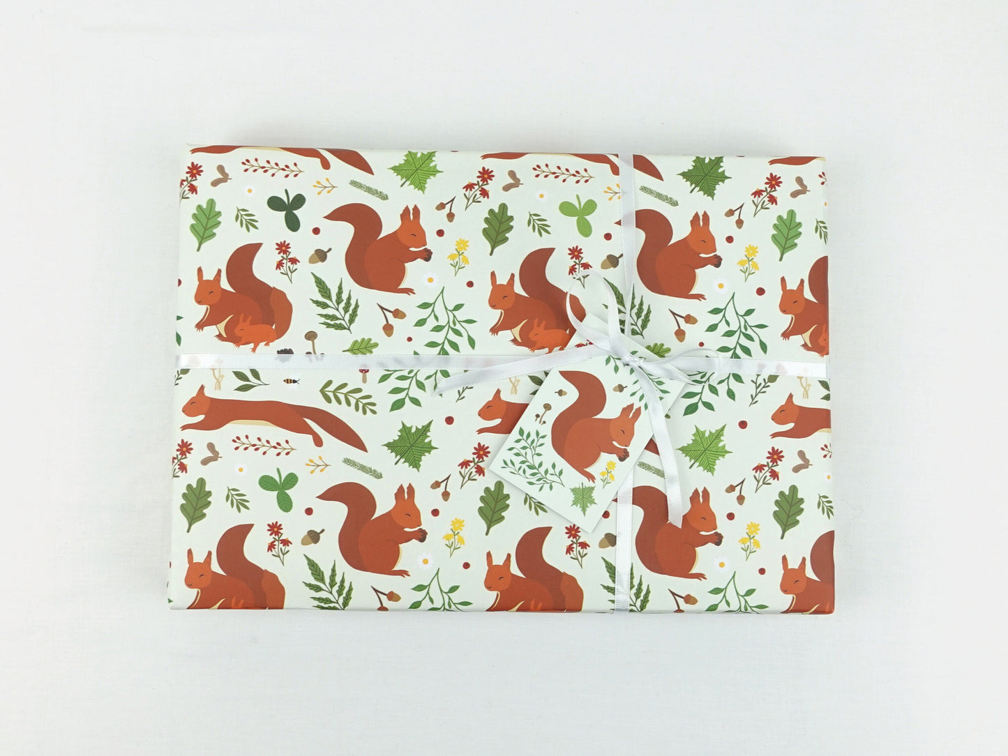 Red squirrel wrapping paper | Woodland animal eco friendly gift wrap | Premium quality sheets + Tags | Zero plastic packaging 70x50cm