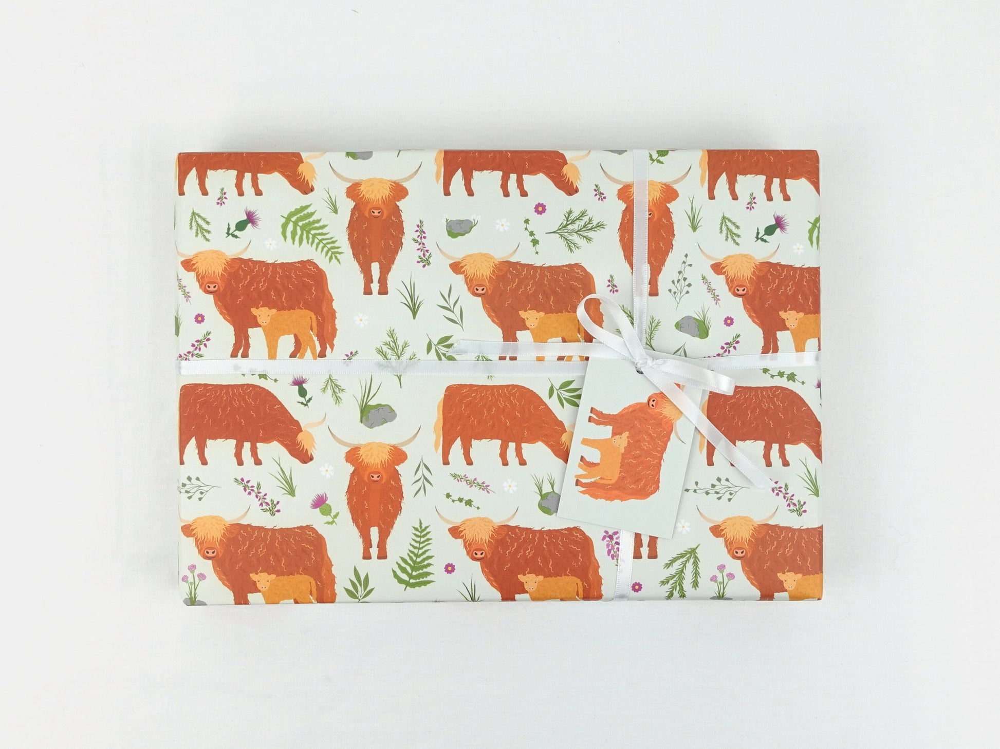 highland cow wrapping paper Fabric