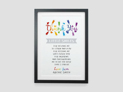 Thank you teacher print / Leaving school gift / Nursery leaving present / End of term gift / School nursery teacher TA poem VA157