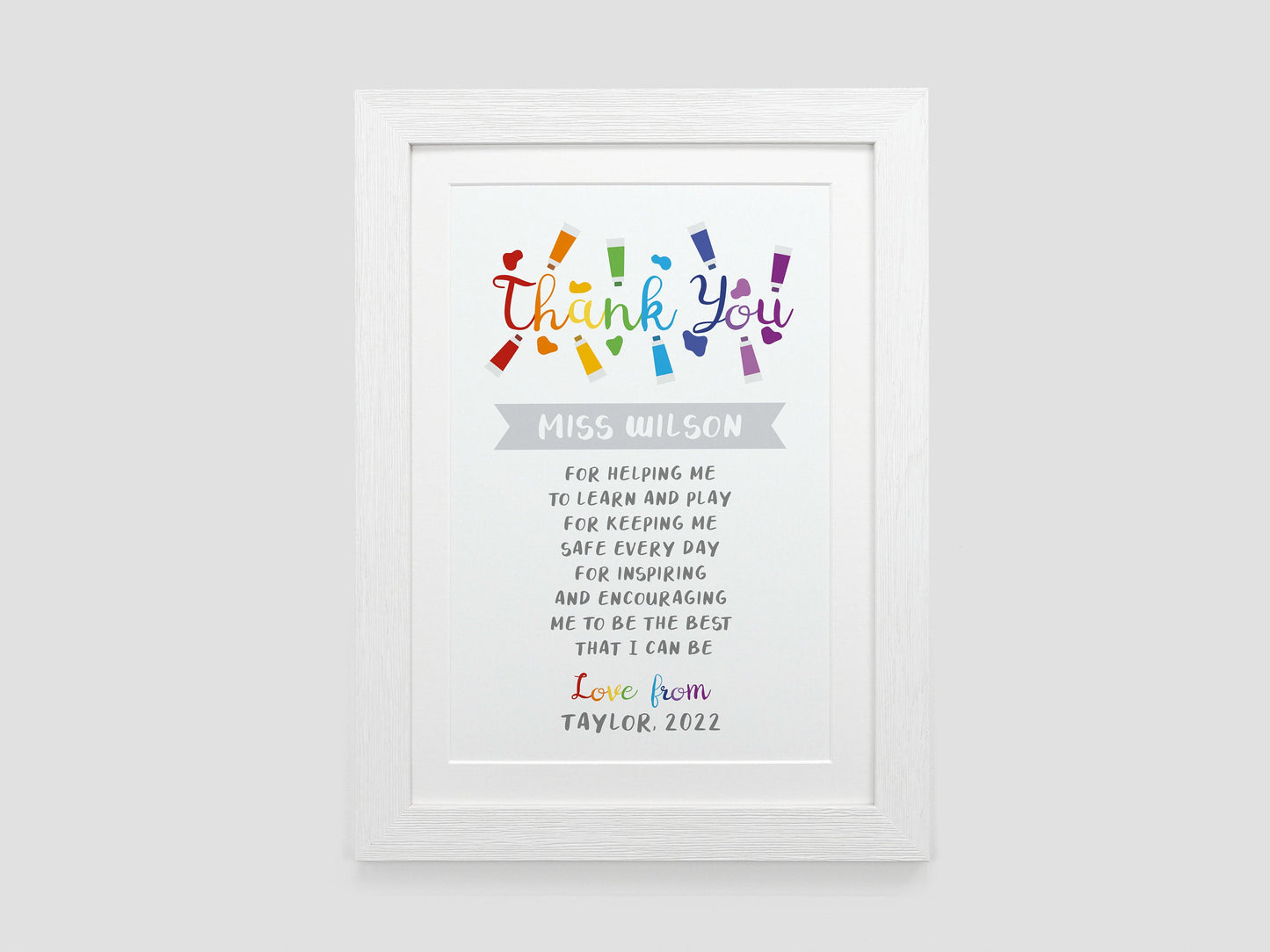 Thank you teacher print / Leaving school gift / Nursery leaving present / End of term gift / School nursery teacher TA poem VA157