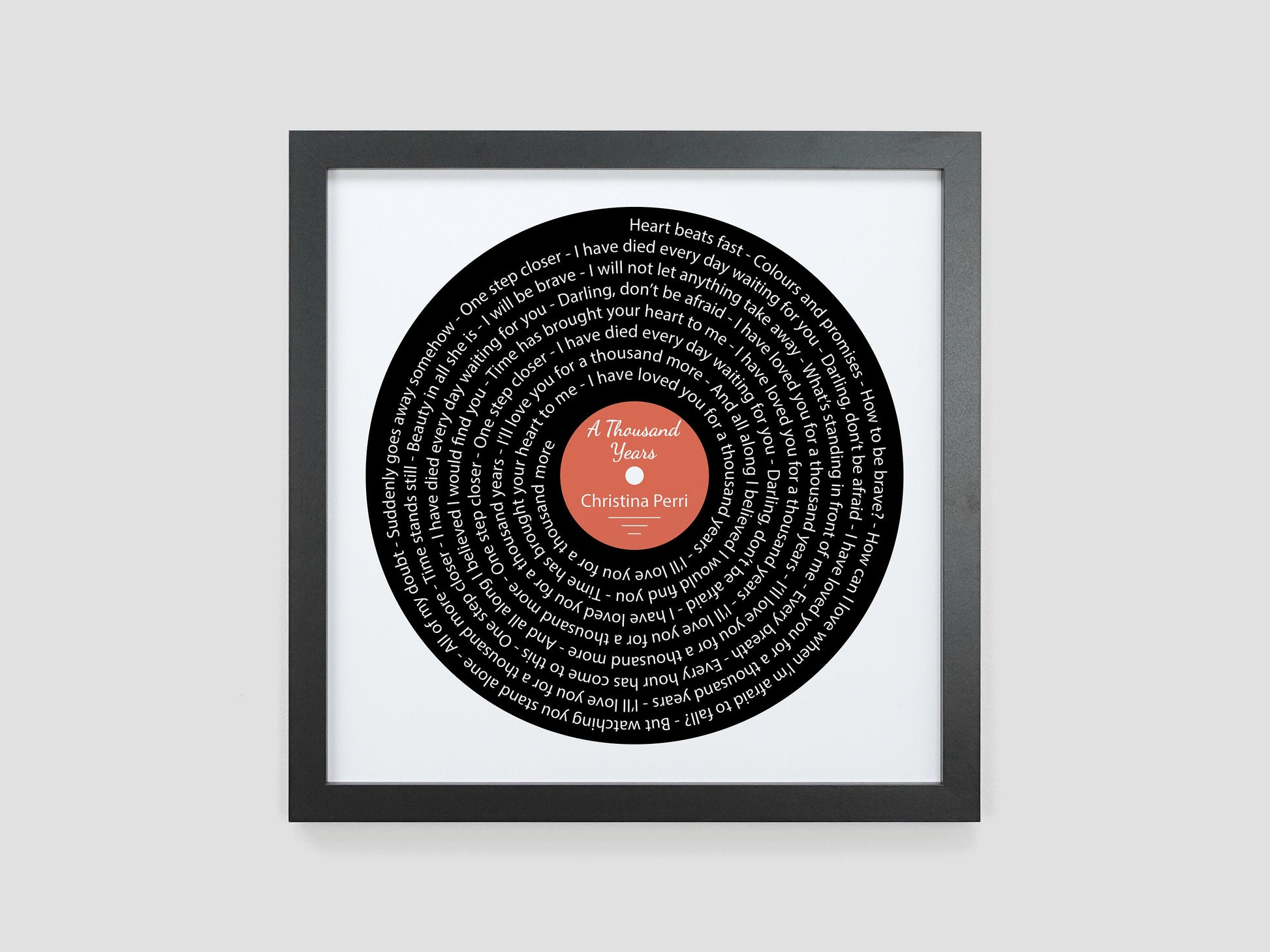 A Thousand Years - Christina Perri | Song lyric gift | Vinyl record print | First Dance present | Wedding gift | Anniversary present VA009