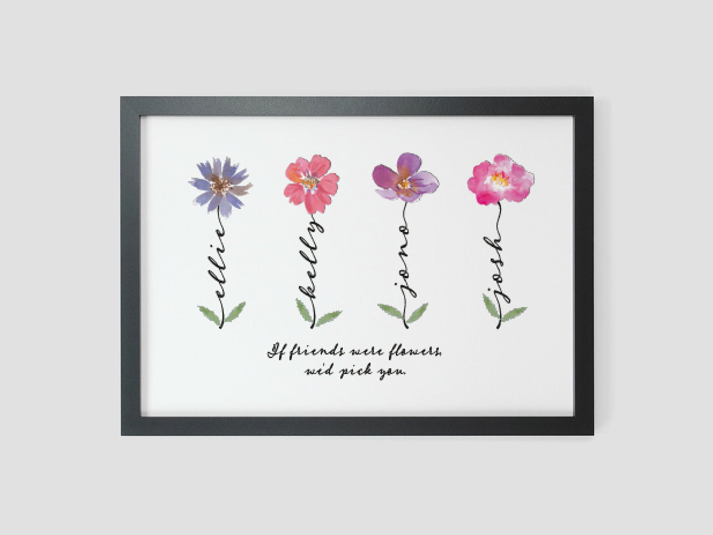Friends gift | Best friend flower print | Personalised gift for friend | Group of friends | Friendship Present *CHOICE OF 22 FLOWERS* VA019
