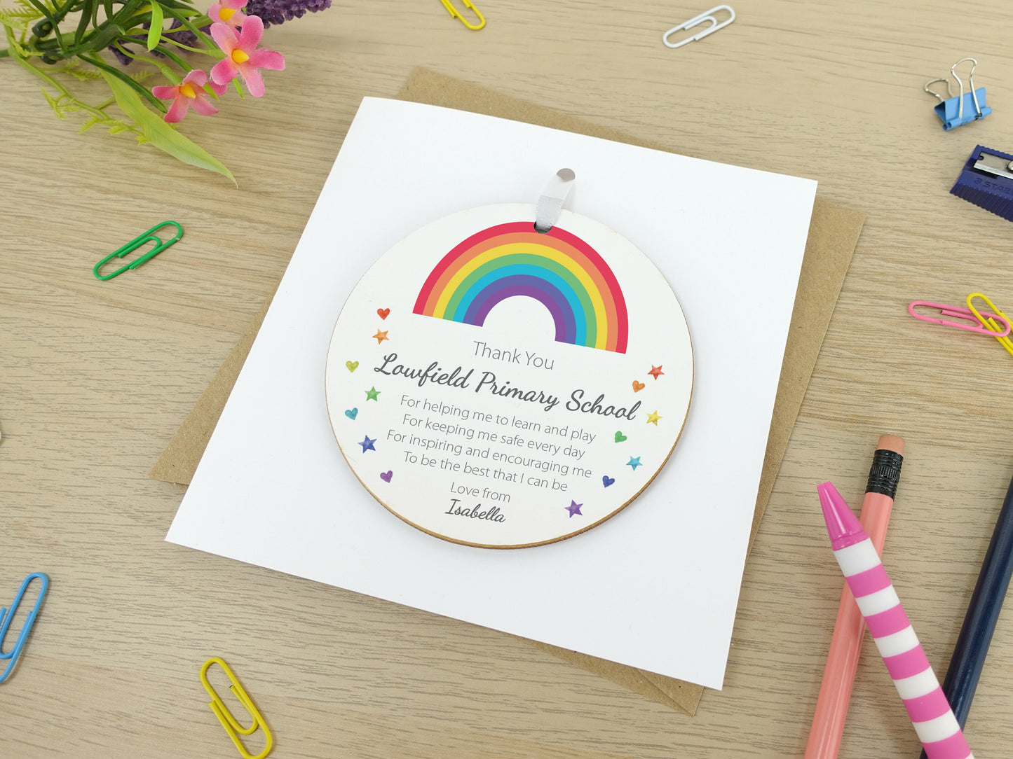 Thank you teacher gift | Personalised end of term present | Rainbow Teacher TA School Nursery Gift | Leaving gift for teacher VA027