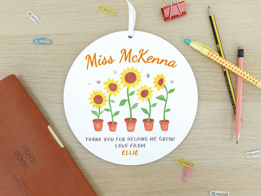 End of term sunflower gift | Thank you teacher present | Thank you for helping me grow | Gift for teacher school nursery gift VA029