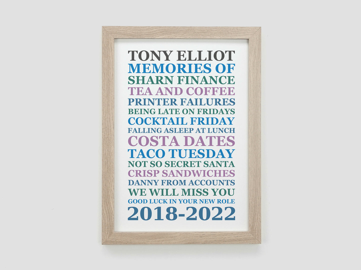 Personalised leaving present print poster | Memories of work job gift | Leaving work gift *CHOICE OF COLOUR* VA045
