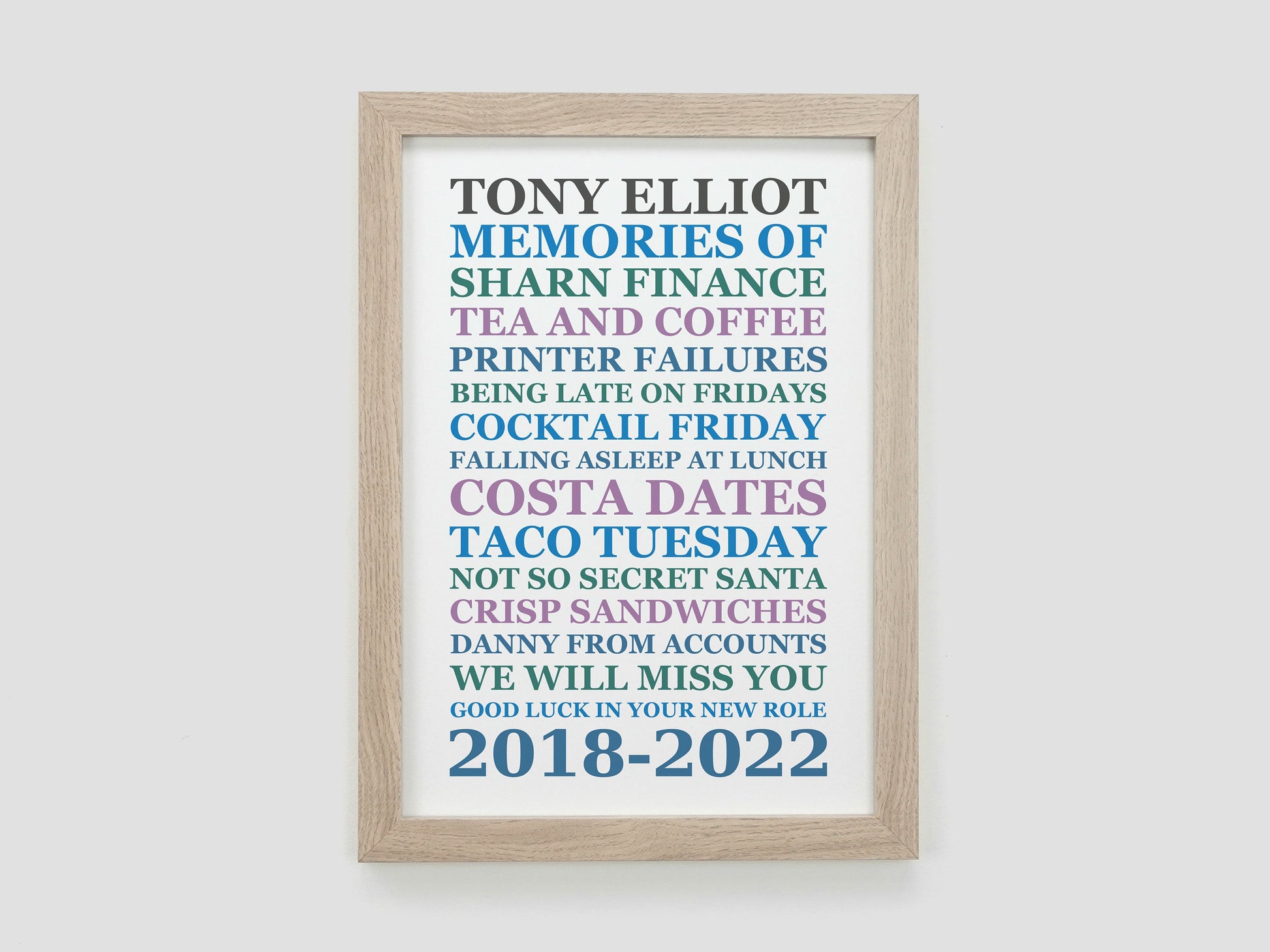 Personalised leaving present print poster | Memories of work job gift | Leaving work gift *CHOICE OF COLOUR* VA045