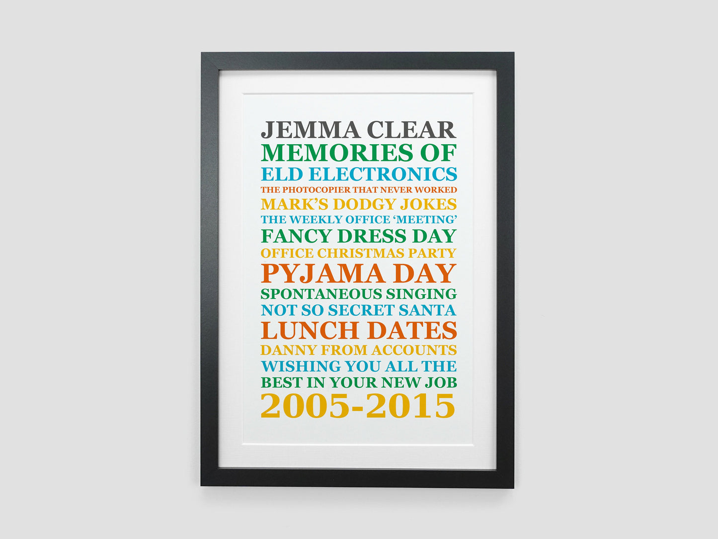 Personalised leaving present print poster | Memories of work job gift | Leaving work gift *CHOICE OF COLOUR* VA045