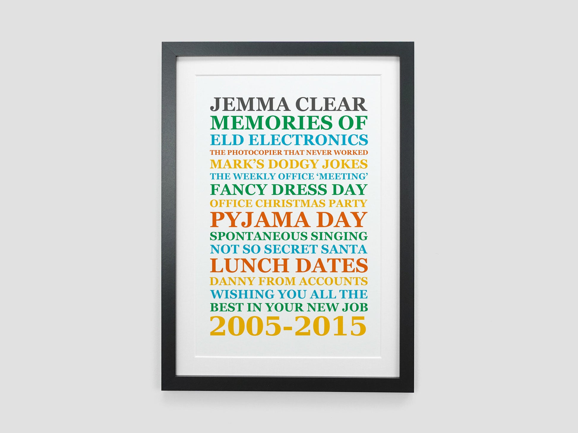 Personalised leaving present print poster | Memories of work job gift | Leaving work gift *CHOICE OF COLOUR* VA045