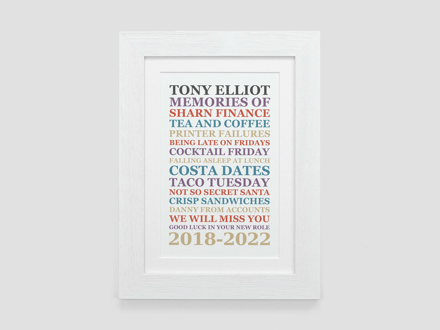 Personalised leaving present print poster | Memories of work job gift | Leaving work gift *CHOICE OF COLOUR* VA045