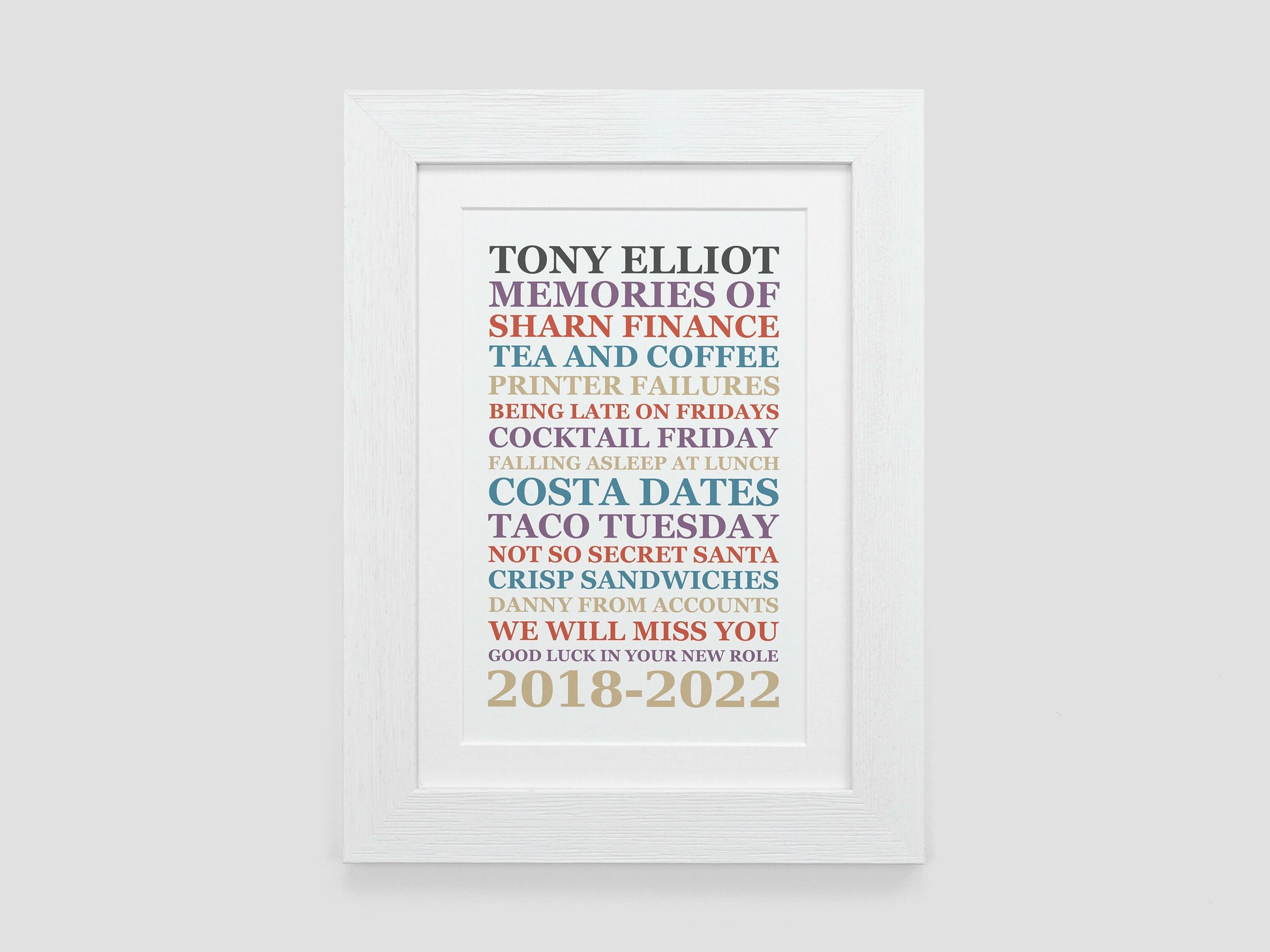 Personalised leaving present print poster | Memories of work job gift | Leaving work gift *CHOICE OF COLOUR* VA045