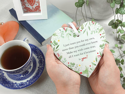 Stocking filler for girlfriend or wife | Handmade wooden heart | Christmas present | Romantic small gift for her LC063