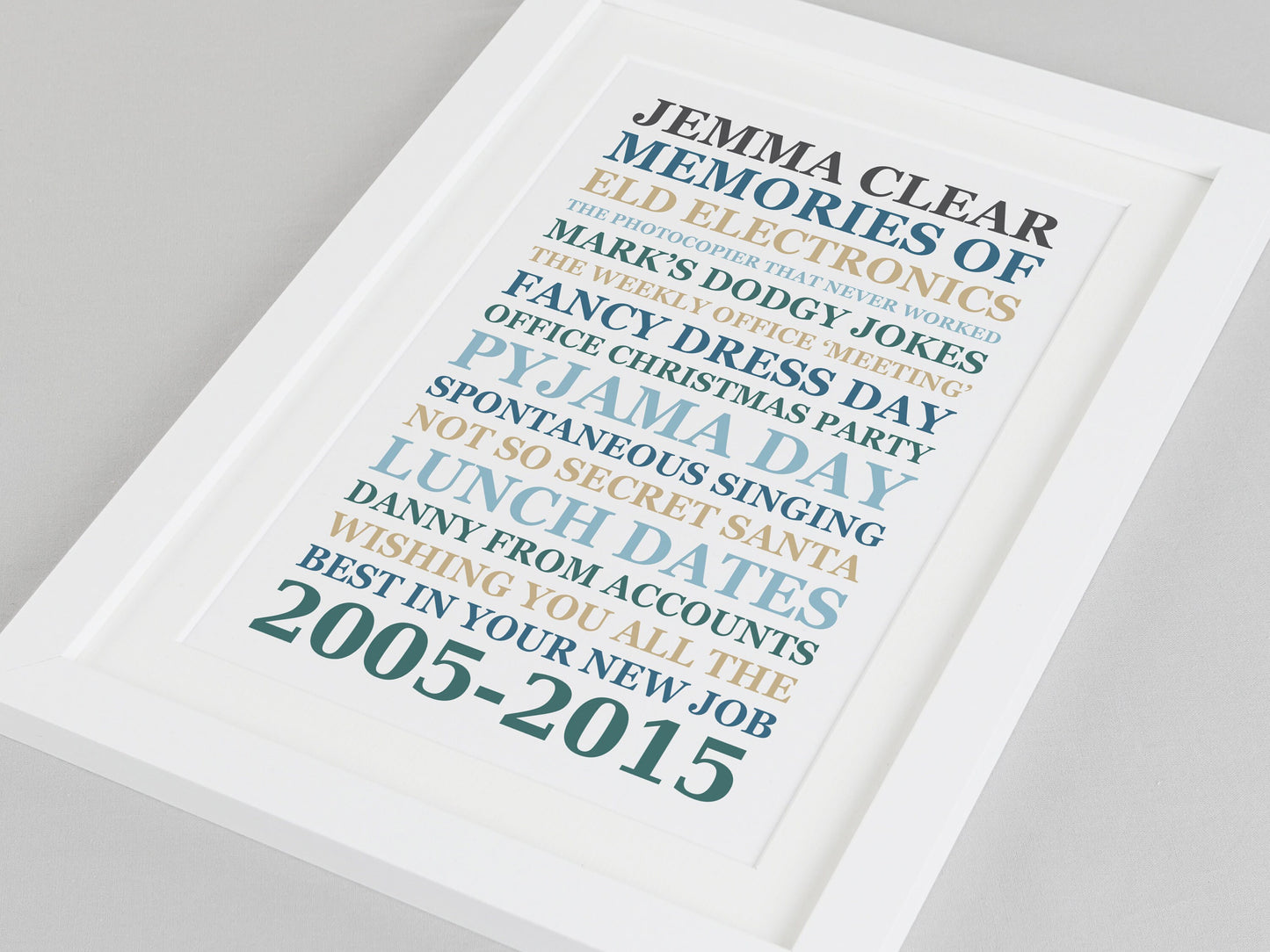 Personalised leaving present print poster | Memories of work job gift | Leaving work gift *CHOICE OF COLOUR* VA045