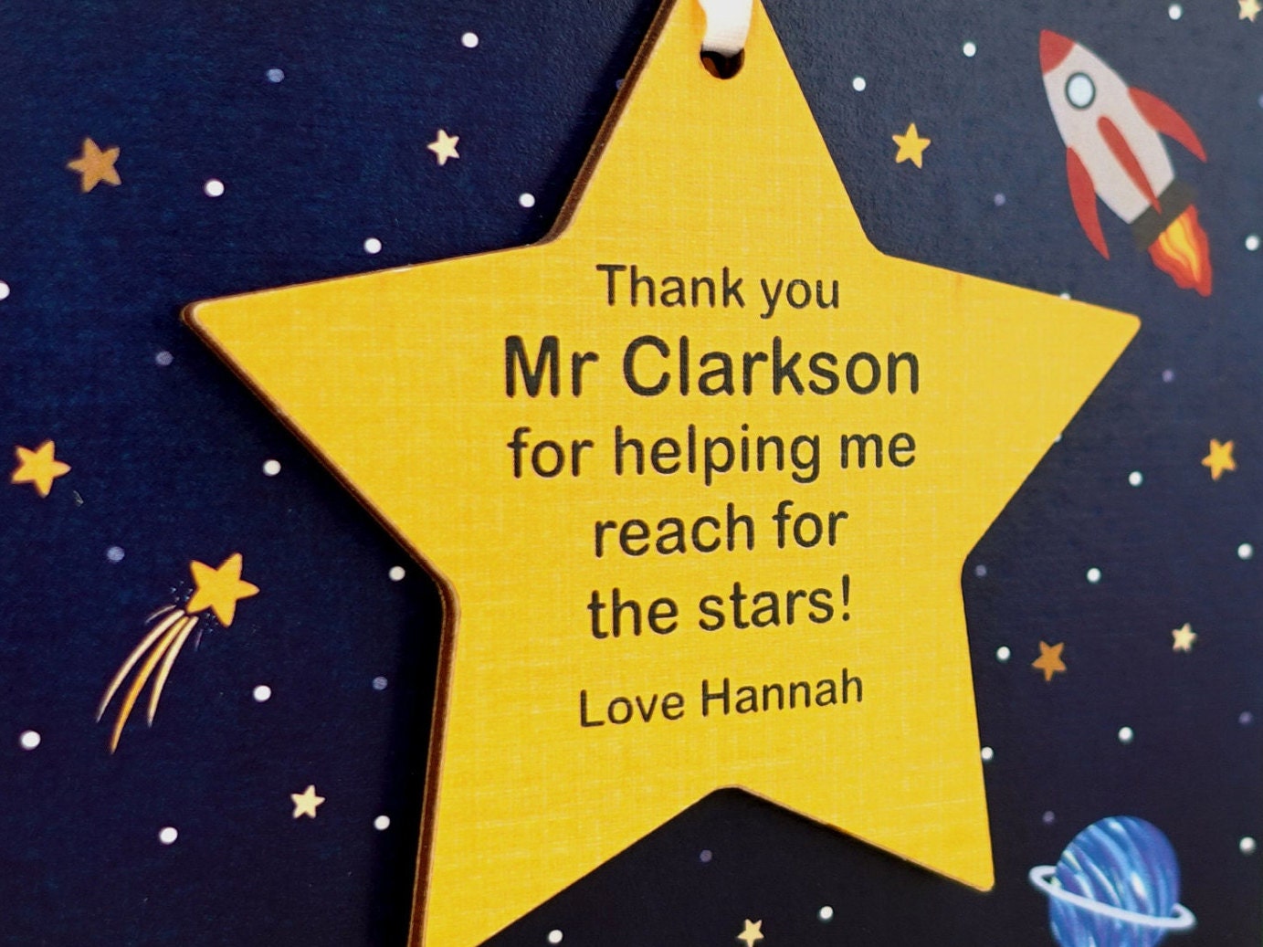 Thank you teacher card and star gift | Personalised End of term leaving card | Greeting card with star for teacher nursery school VA049