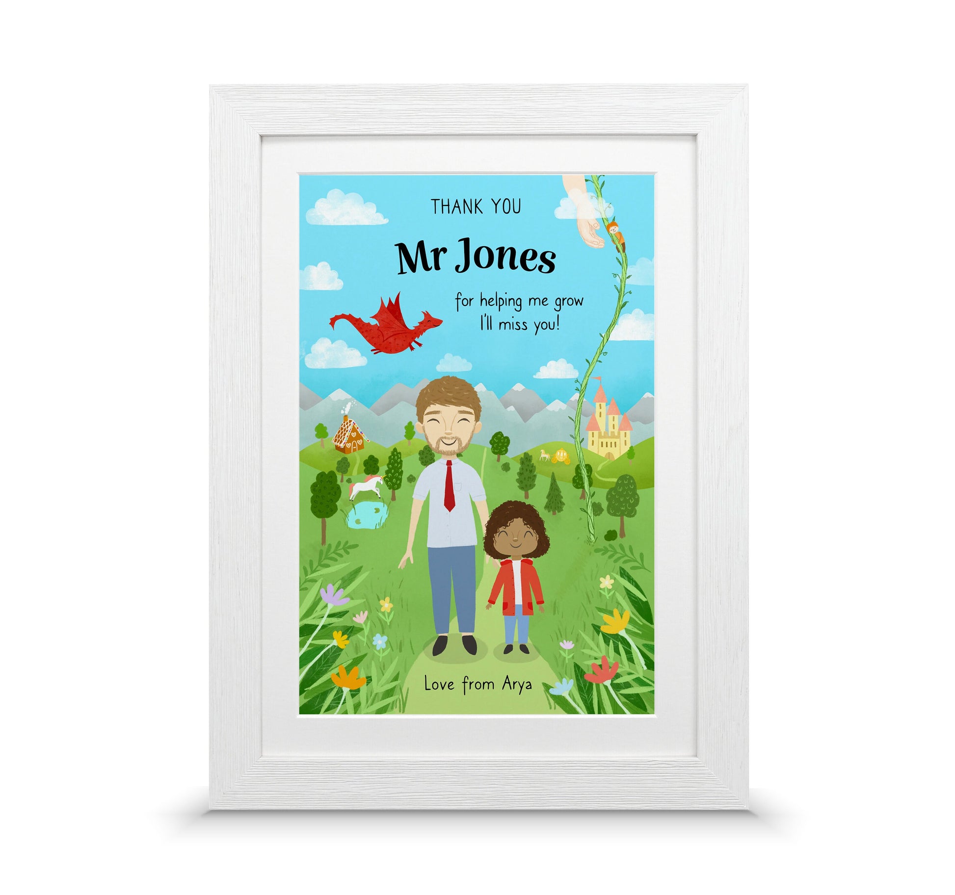 Thank You Teacher Gift | Personalised End of term Present | Nursery Rainbow Teacher Gift | Leaving Gift Teacher TA School Nursery VA053