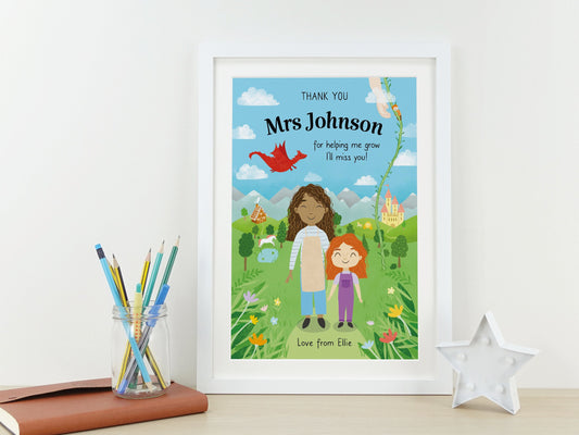 Thank You Teacher Gift | Personalised End of term Present | Nursery Rainbow Teacher Gift | Leaving Gift Teacher TA School Nursery VA053