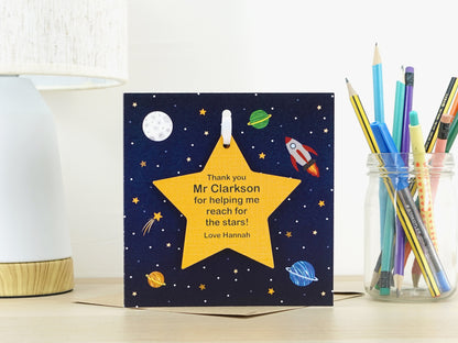 Thank you teacher card and star gift | Personalised End of term leaving card | Greeting card with star for teacher nursery school VA049