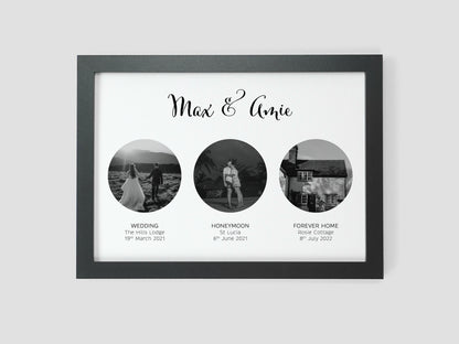 Met Engaged Married photo present | Milestone Gift | Couples Photo Print Gift | Paper Anniversary | Valentines gift for Wife Husband VA062