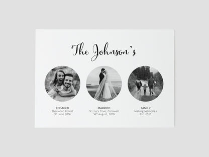 Met Engaged Married photo present | Milestone Gift | Couples Photo Print Gift | Paper Anniversary | Valentines gift for Wife Husband VA062