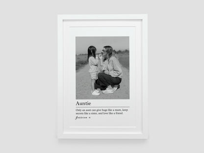 Photo gift for mum | Personalised picture for mum | Mummy definition print | Mother's day gift | Birthday present | Auntie gift VA065