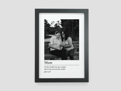 Photo gift for mum | Personalised picture for mum | Mummy definition print | Mother's day gift | Birthday present | Auntie gift VA065