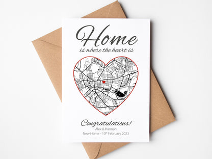 House warming map card | Personalised map of their new home VA231