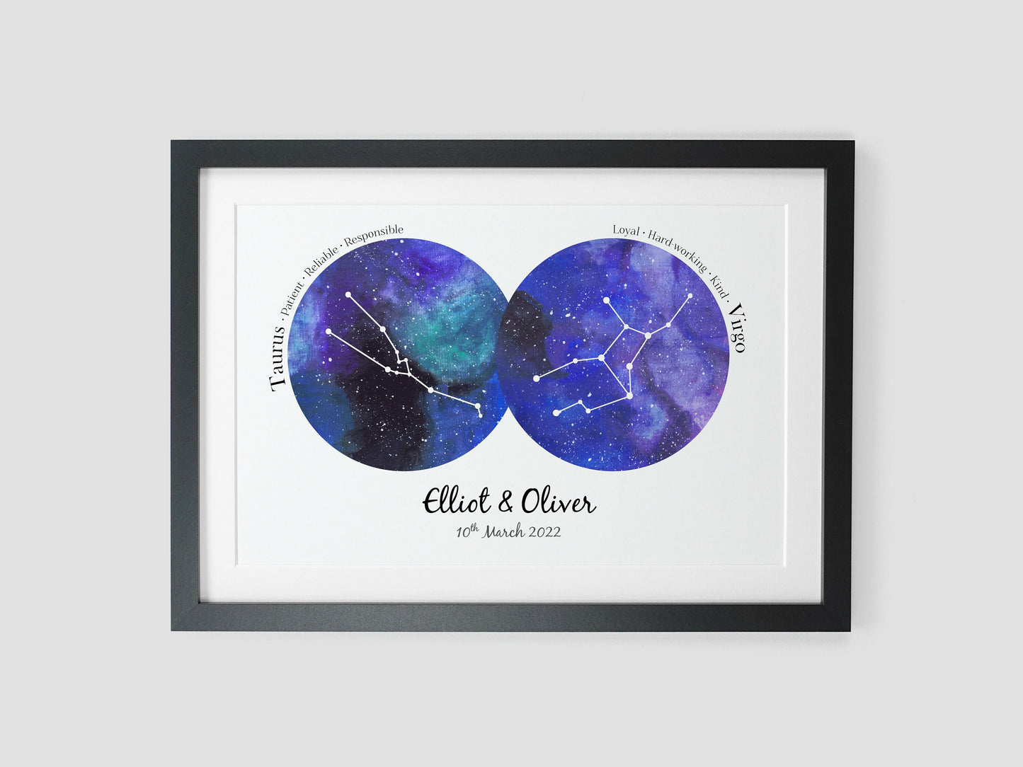 Couple star sign personalised gift | Astrology wedding anniversary present VA225