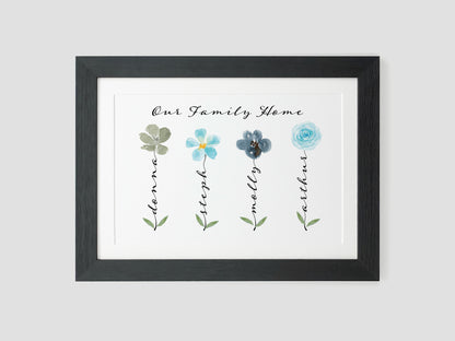 Personalised flower family name print | VA240