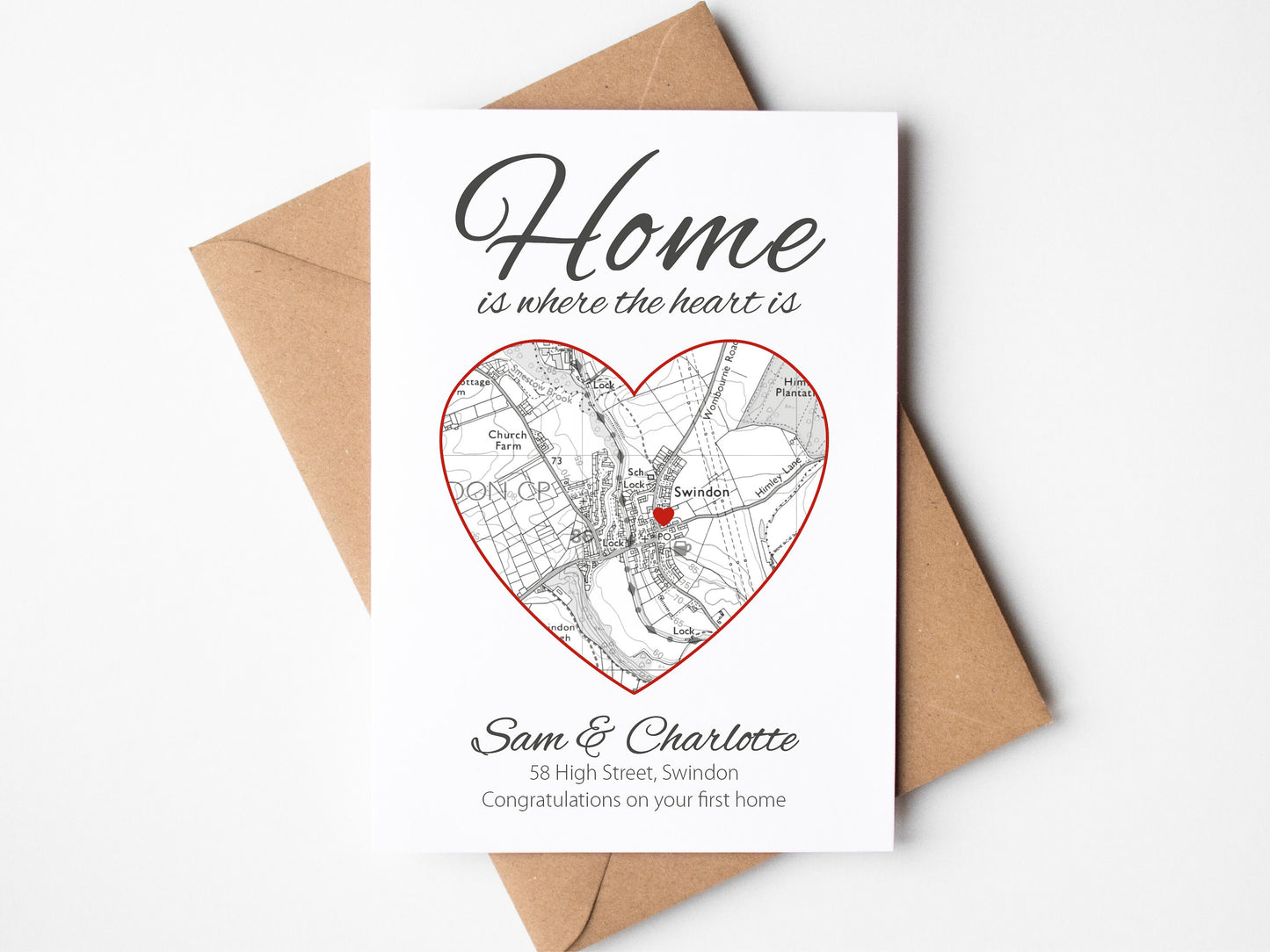 House warming map card | Personalised map of their new home VA231