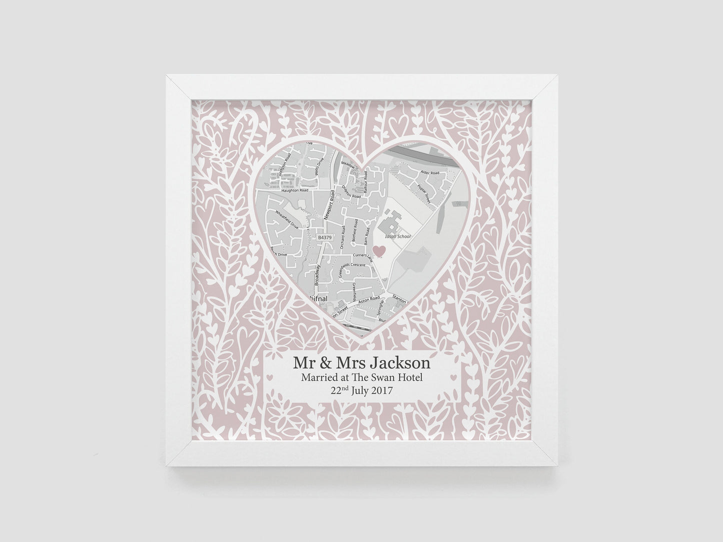 Wedding anniversary map gift | Personalised with a map of where you got married VA218