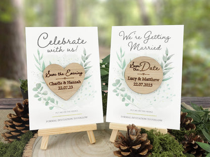 Save the date wooden magnet | Comes with card and envelope VA215