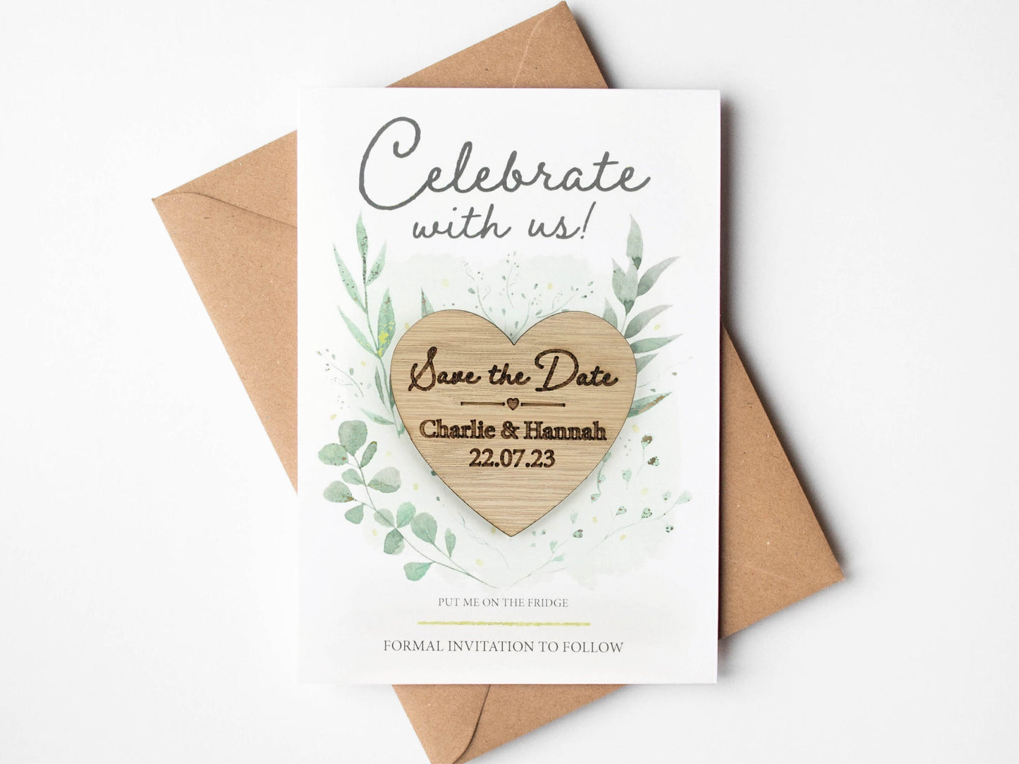 Save the date wooden magnet | Comes with card and envelope VA215