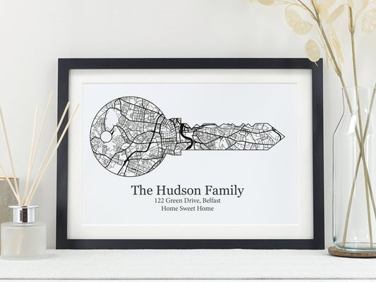 House warming key map | Personalised with a map of your new home VA214