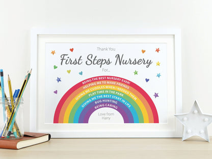 Thank you nursery teacher gift | Personalise the rainbow with your own text | Great End of term school gift VA213